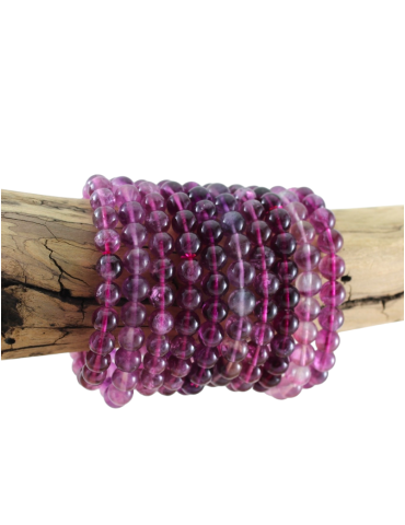 Bracelet fluorite violette transparente perles AA