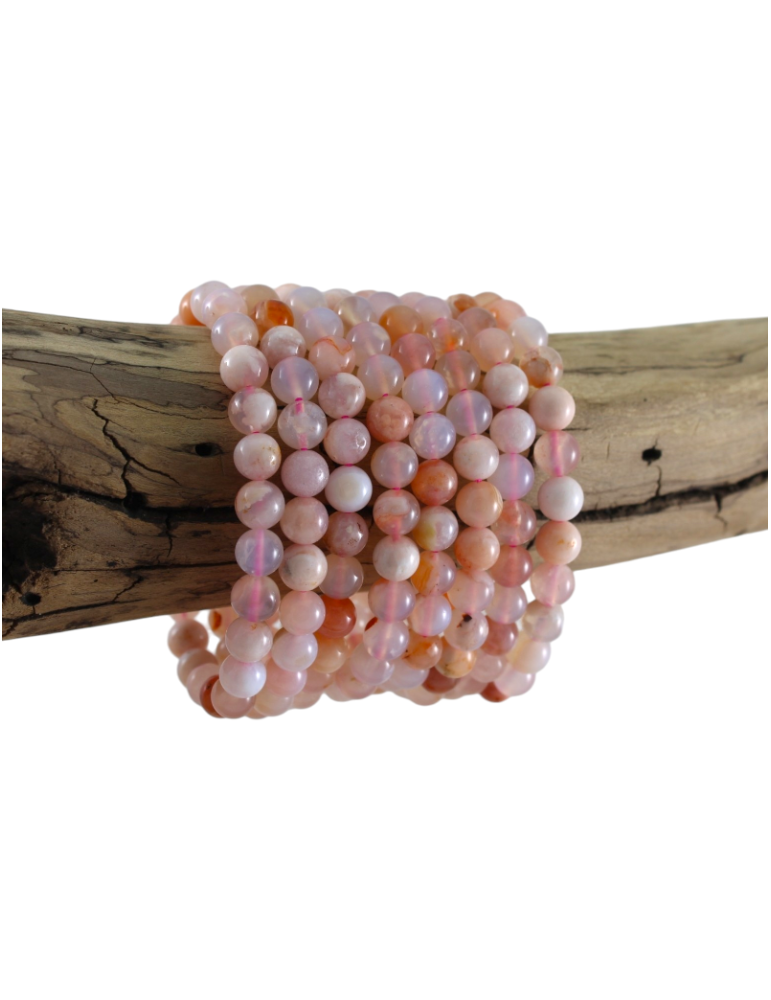 Pulsera de ágata con flores de cerezo y perlas AA