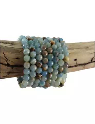 Blue banded calcite AA bead bracelet