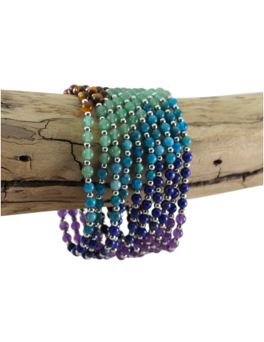 7 Chakras bracelet and metal beads 4mm AA