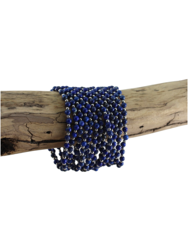 Bracelet Lapis Lazuli et métal perles 4mm AA