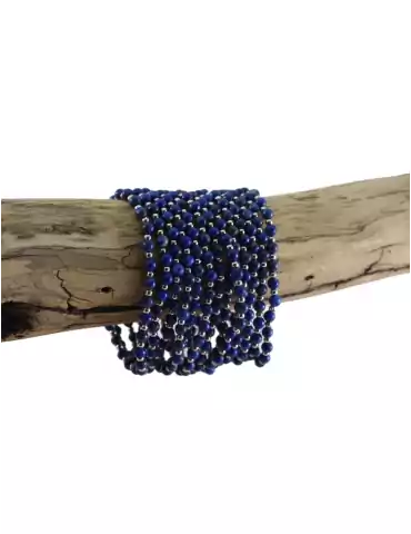 Pulsera de Lapislázuli y metal con perlas de 4mm AA