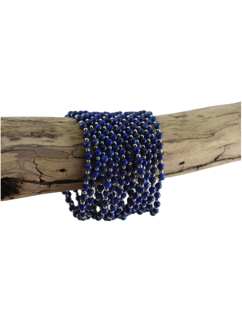 Lapis Lazuli armband en metalen kralen 4mm AA