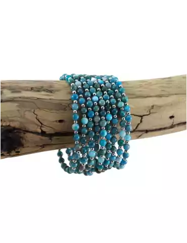 Apatite and metal bracelet with 4mm AA beads