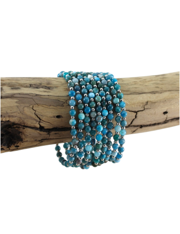 Apatite and metal bracelet with 4mm AA beads