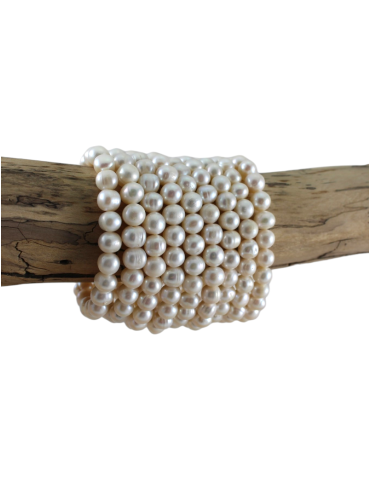 Natural white cultured pearl bracelet AA