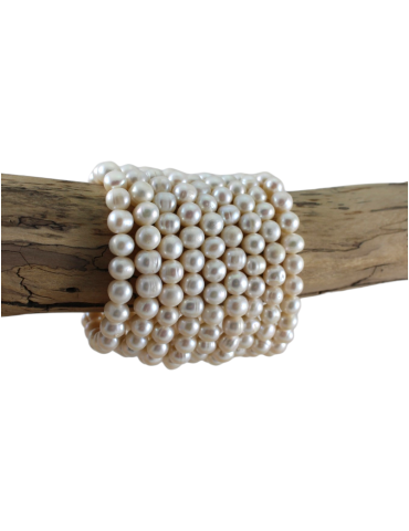 Pulsera de perlas de cultivo natural blanco AA