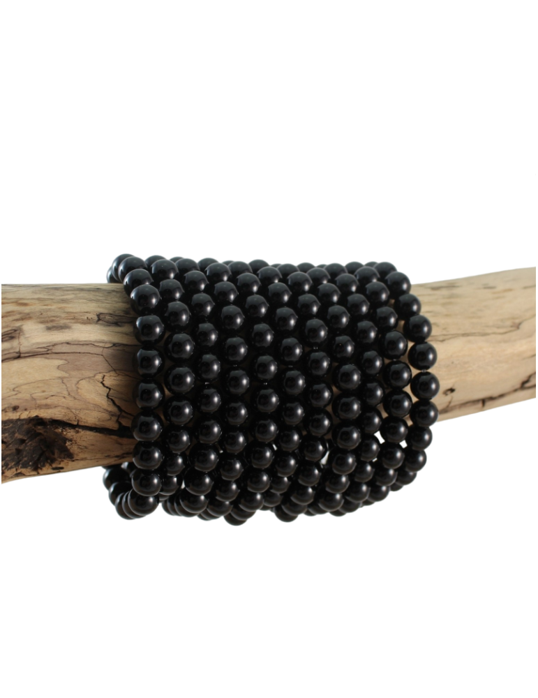 Pulsera de perlas de ágata negra A