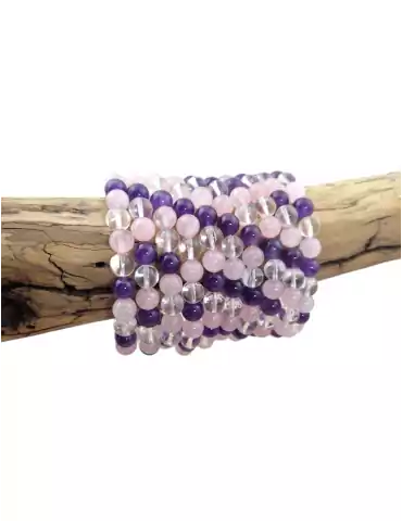 Amethyst crystal rose quartz bead bracelet A