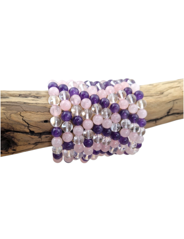 Bracelet améthyste cristal quartz rose perles A