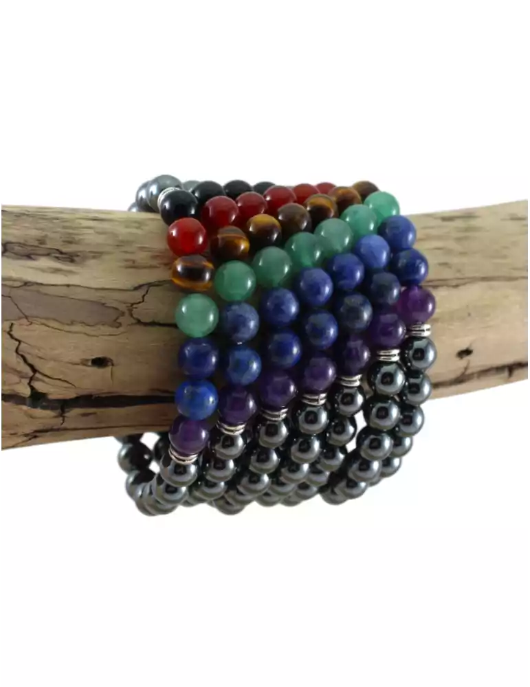 Armband 7 Chakras und Hämatit Perlen A