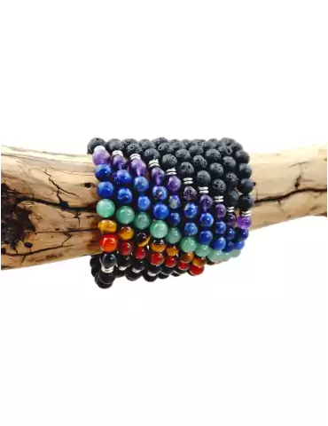 Bracelet 7 chakras et lave perles A