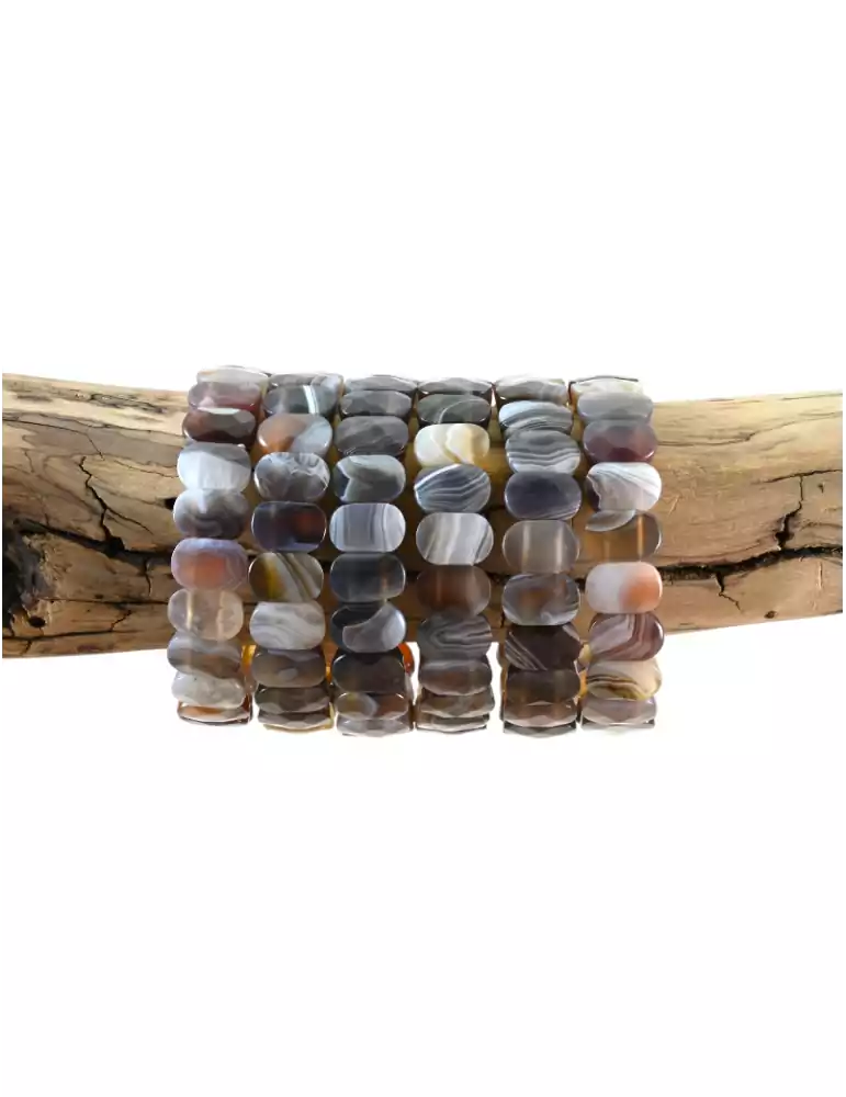 Bracelet agate Botswana plat facetté