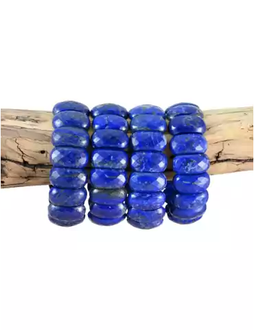 Faceted domed lapis lazuli bracelet