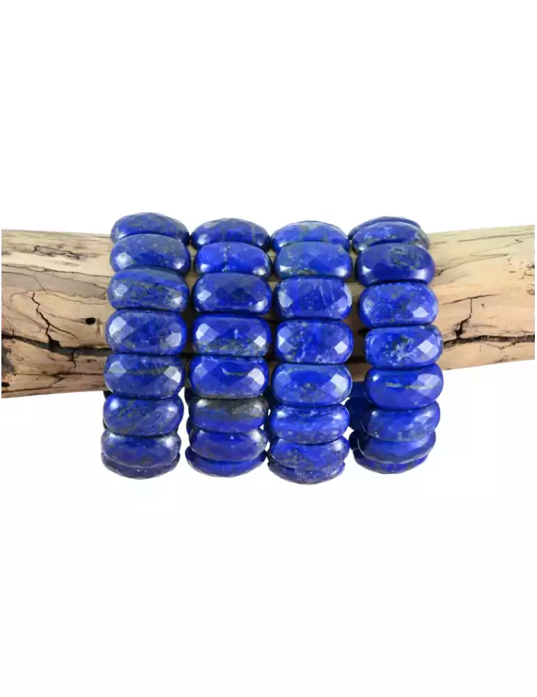 Faceted domed lapis lazuli bracelet