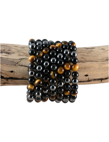 Triple protection hematite bead bracelet A