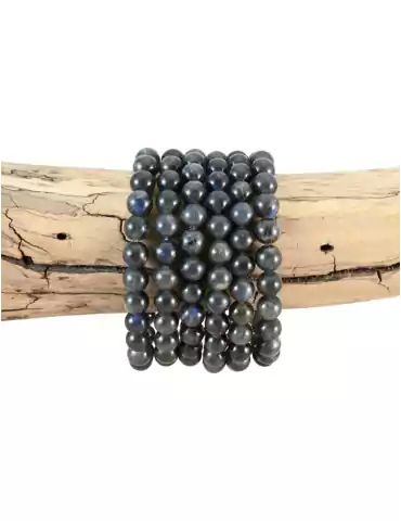 Black Labradorite Bead Bracelet A