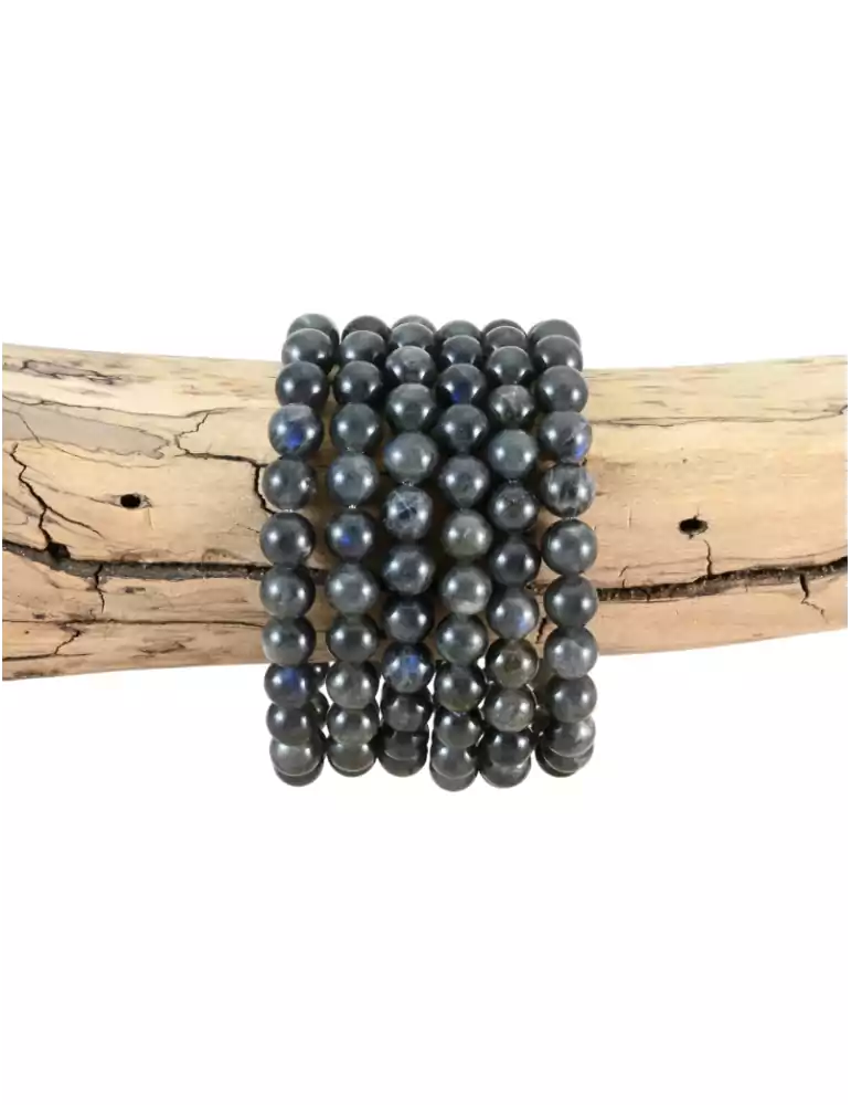 Black Labradorite Bead Bracelet A