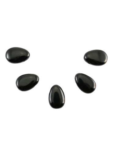 Pierced pendants made of black Obsidian lot x5 AB