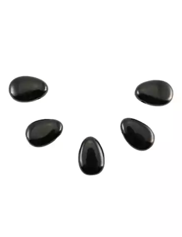 Pierced pendants made of black Obsidian lot x5 AB