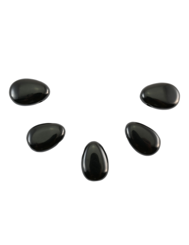 Pingentes perfurados atravessados Obsidiana negra lote x5 A