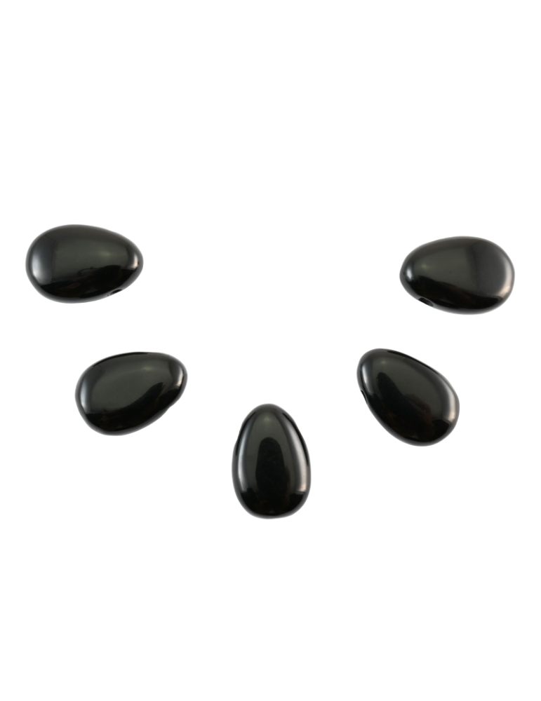 Pingentes perfurados atravessados Obsidiana negra lote x5 A