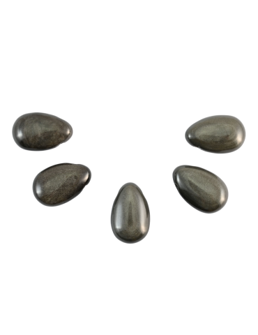 Pierced pendants Silver Obsidian lot x5 AA