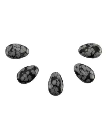 Pendentifs percés travers Obsidienne Neige lot x5 AA