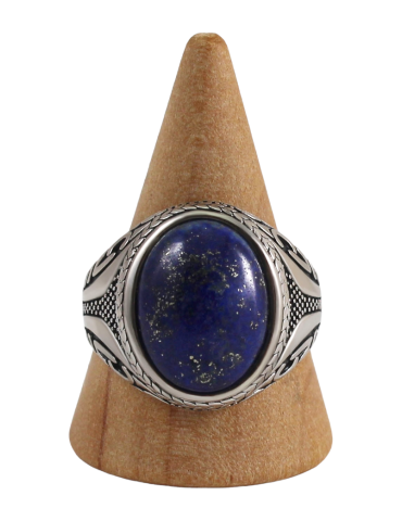 Silver men's ring with 2 lapis lazuli