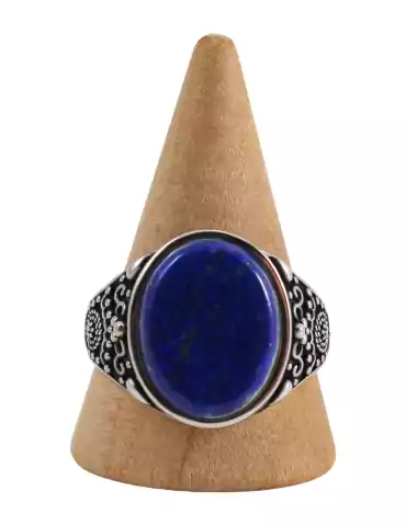 Silver men's ring with 3 lapis lazuli