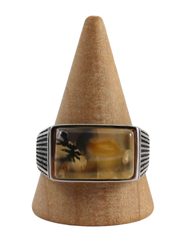 Silver men's ring with 4 agates