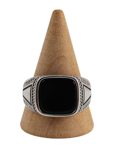 Men's silver ring with 5 obsidians