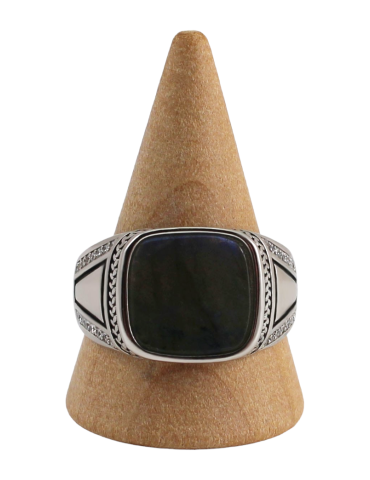 Men's silver ring with 5 labradorite stones