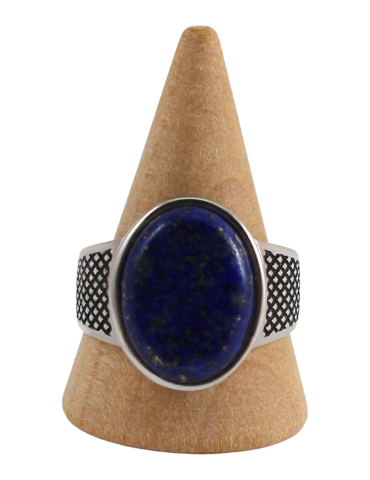 Silver men's ring with 7 lapis lazuli