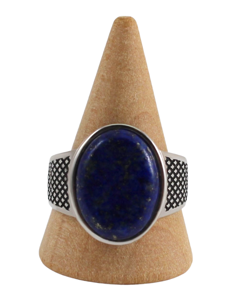 Zilveren ring voor heren met 7 lapis lazuli-steentjes