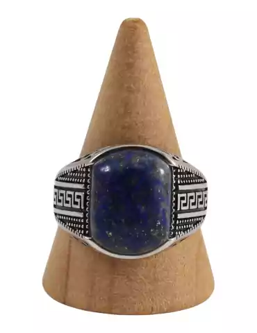 Silver men's ring with 8 lapis lazuli