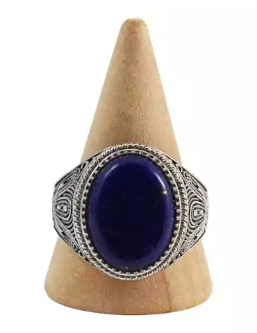 Men's silver ring with 9 lapis lazuli