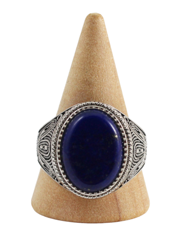 Zilveren ring voor mannen met 9 lapis lazuli-steentjes