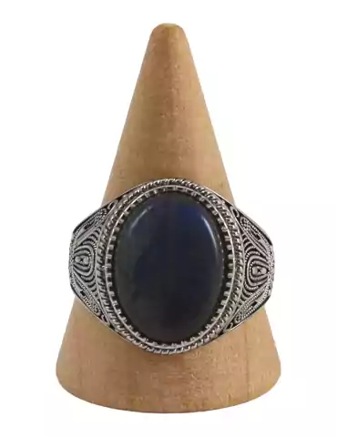 Anello d'argento uomo con 9 labradorite