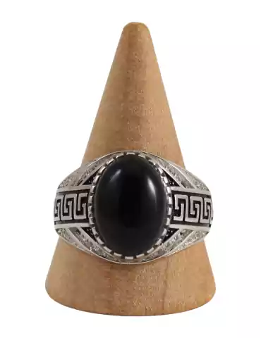 Bague argent homme 10 obsidienne