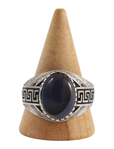 Men's silver ring with 10 agate