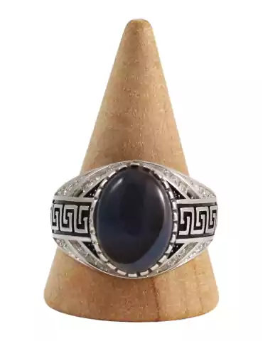 Men's silver ring with 10 agate