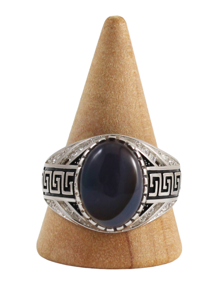 Men's silver ring with 10 agate