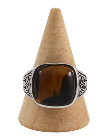 Men's silver ring 11 tiger's eye