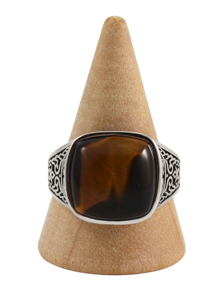 Men's silver ring 11 tiger's eye