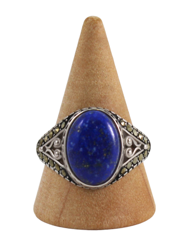 Men's silver ring with 12 lapis lazuli