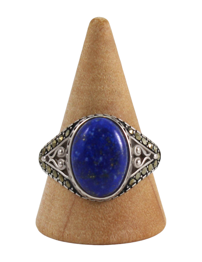 Zilveren ring voor heren met 12 lapis lazuli-steentjes