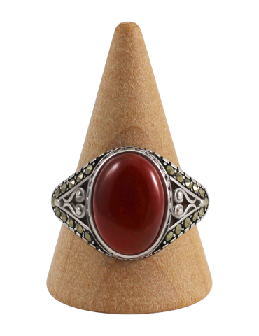Men's silver ring with 12 carnelian stones