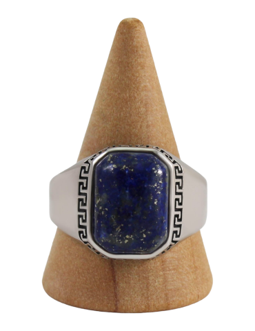 Men's silver ring with 13 lapis lazuli