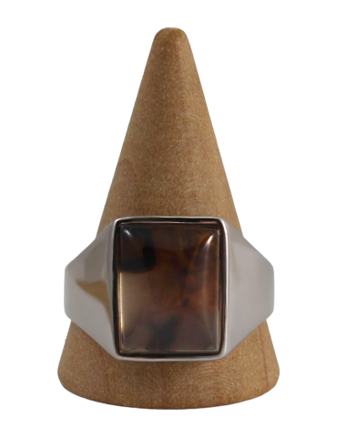 Men's silver ring 14 agate